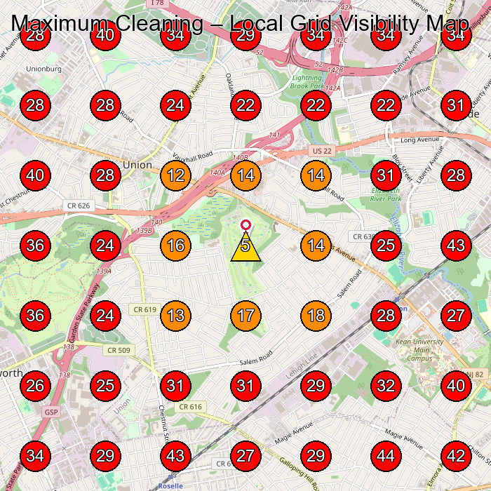Maximum Cleaning GeoGrid visibility map for House Cleaning Service in Union